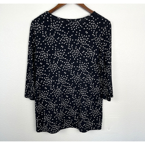J. Jill Wearever Top Womens Size M Tall Black White Print Jersey - Picture 2 of 7